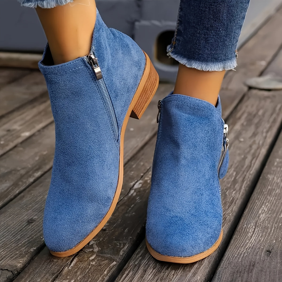 Susan™ - Side-Zipper Suede Boots
