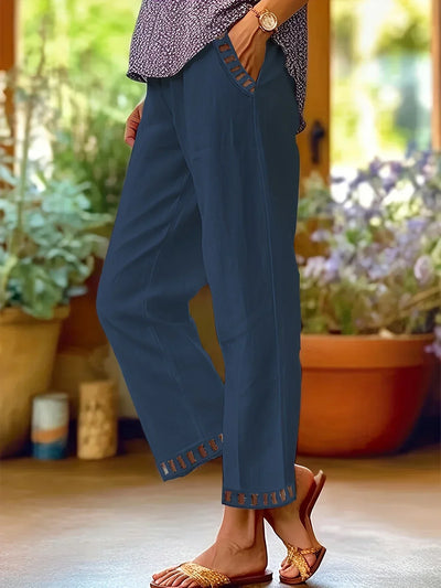 Vilma™ - Contrast Trim Cropped Pants