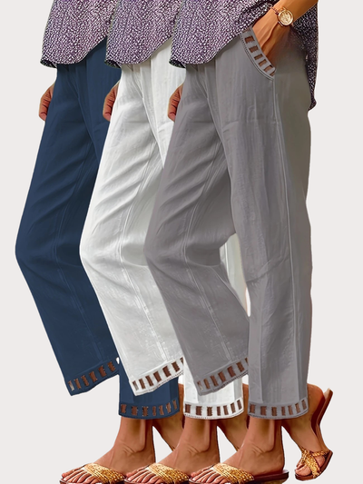 Vilma™ - Contrast Trim Cropped Pants