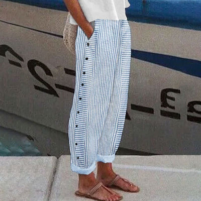 Manilyn™ - Striped Cotton Trousers