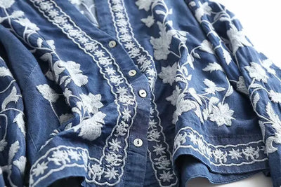 Aimee™ - Denim Bloom Cardigan