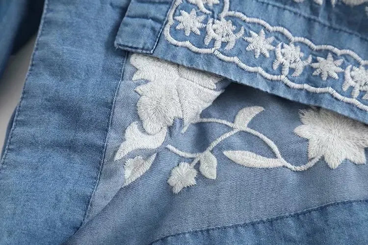 Aimee™ - Denim Bloom Cardigan