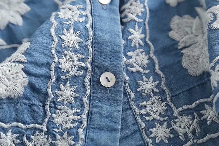 Aimee™ - Denim Bloom Cardigan