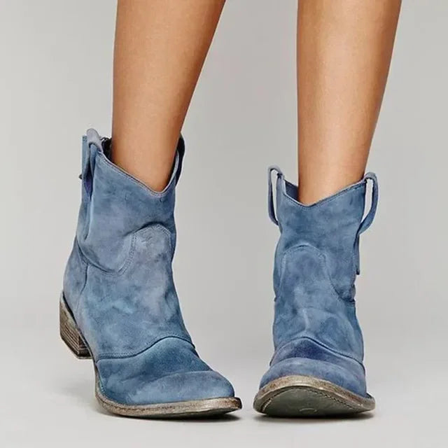 Crista™ - Vintage Cowboy Ankle Boots