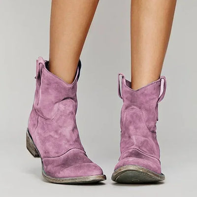 Crista™ - Vintage Cowboy Ankle Boots