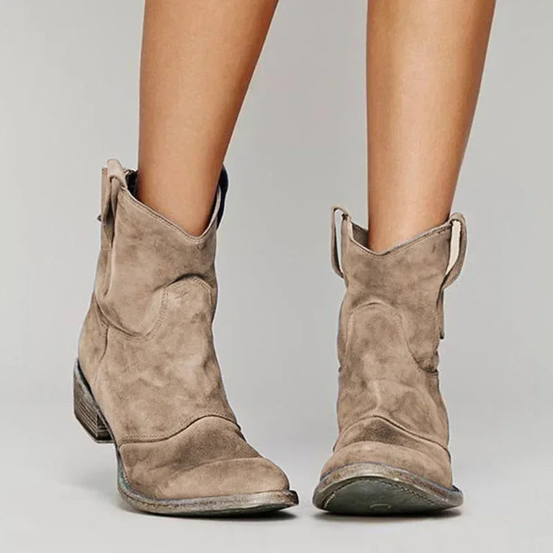 Crista™ - Vintage Cowboy Ankle Boots