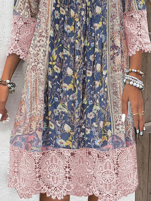 Brittany™ - Dress with Vintage Print and Lace