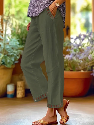 Vilma™ - Contrast Trim Cropped Pants