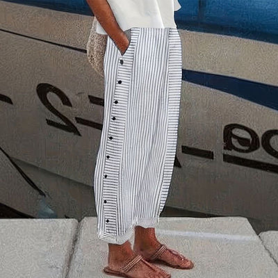 Manilyn™ - Striped Cotton Trousers