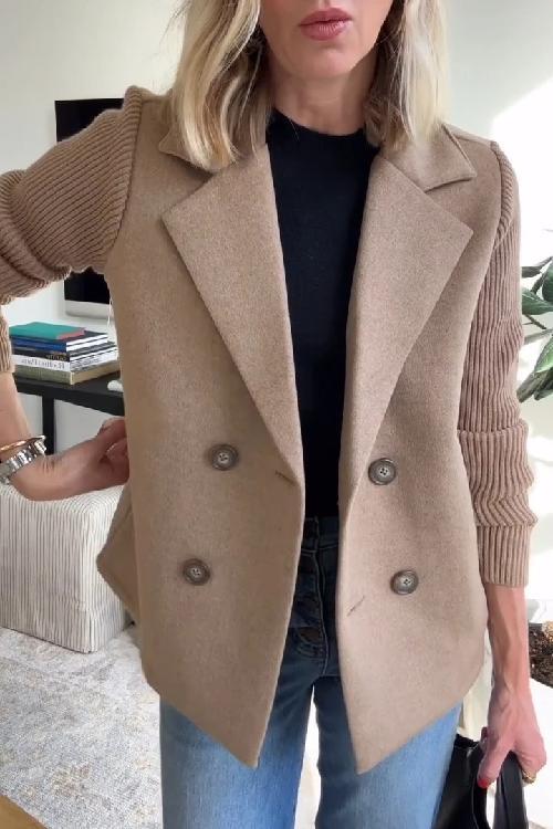 Miel™ - Button patchwork sleeves casual coat