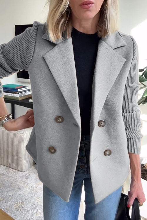 Miel™ - Button patchwork sleeves casual coat