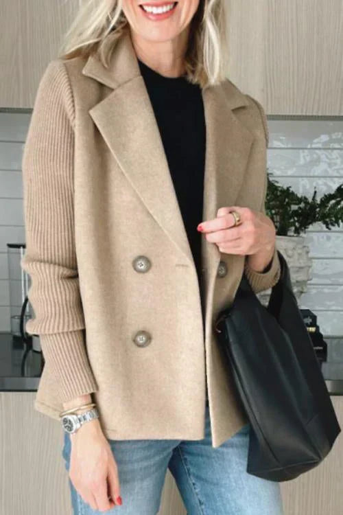 Miel™ - Button patchwork sleeves casual coat